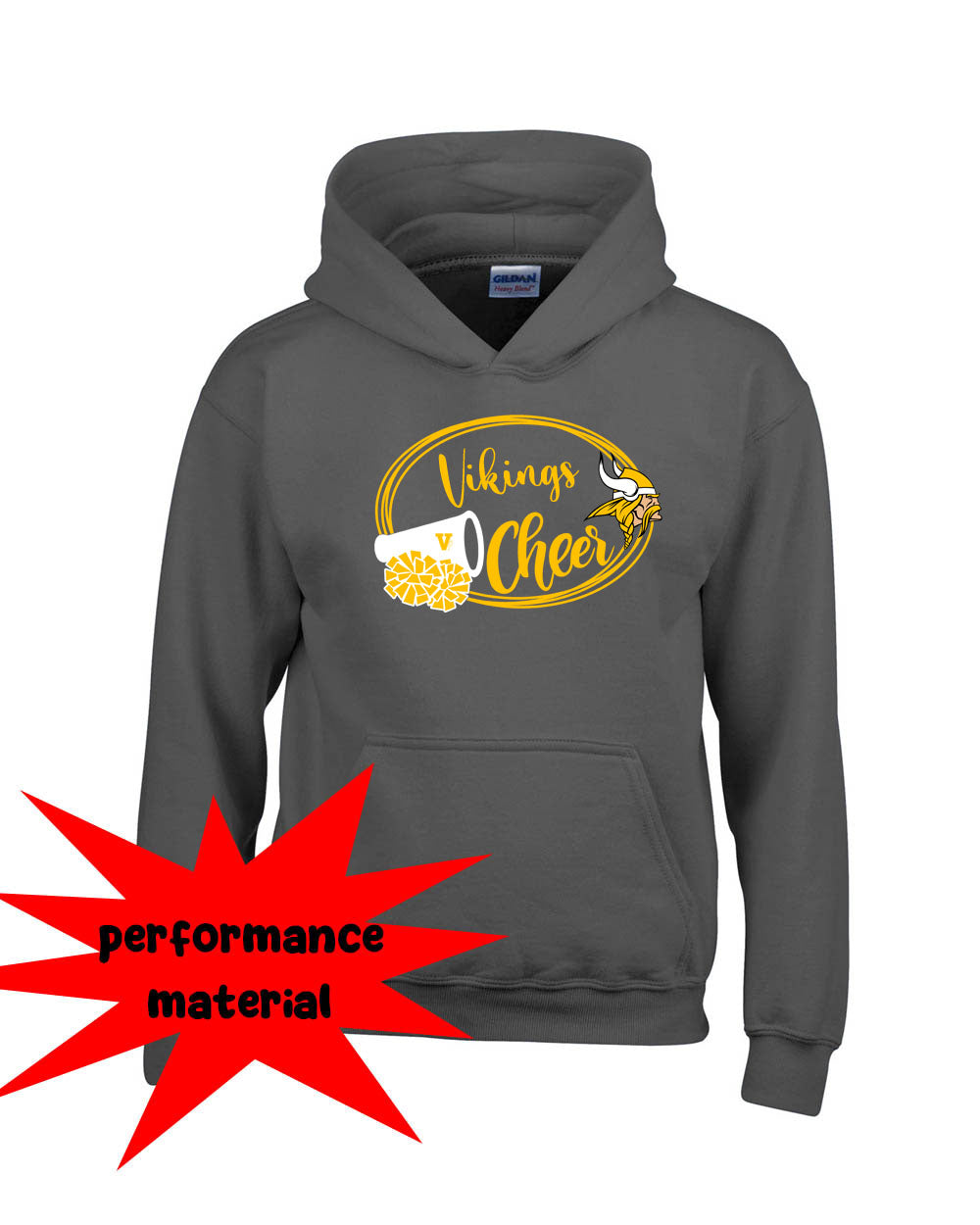 Vernon Cheer Performance Hooded Sweatshirt Design 15