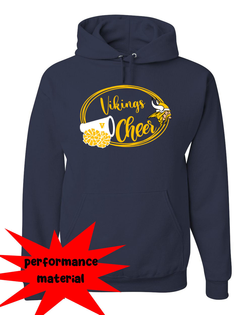 Vernon Cheer Performance Hooded Sweatshirt Design 15
