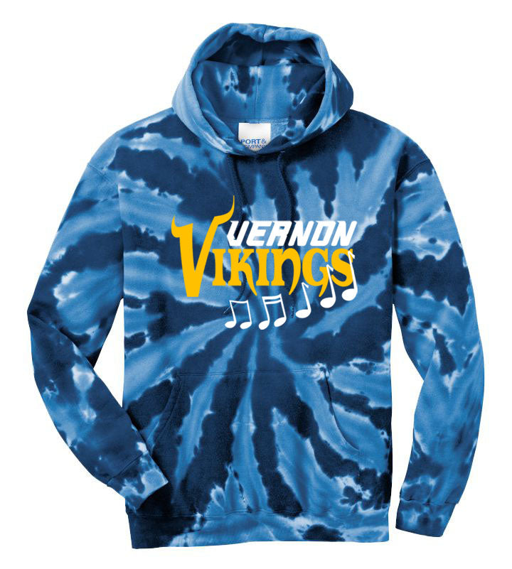 Vernon Marching Band Tie-Dye Hooded Sweatshirt Design 2