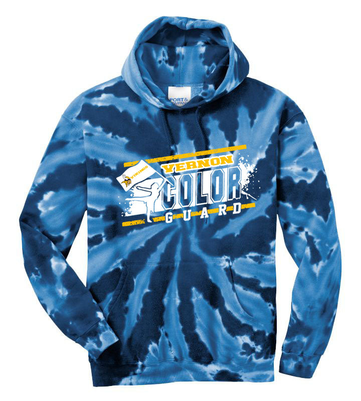 Vernon Marching Band Tie-Dye Hooded Sweatshirt Design 4