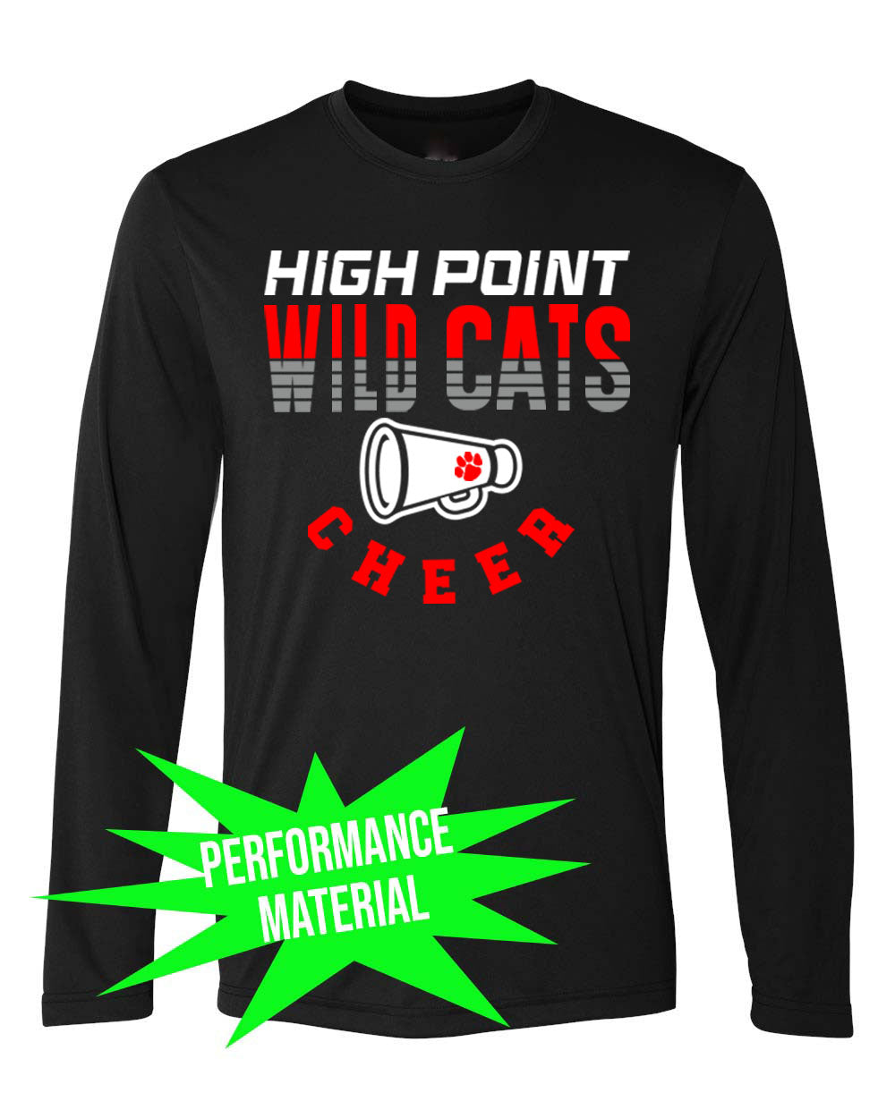 Wildcats cheer Performance Material Design 2 Long Sleeve Shirt