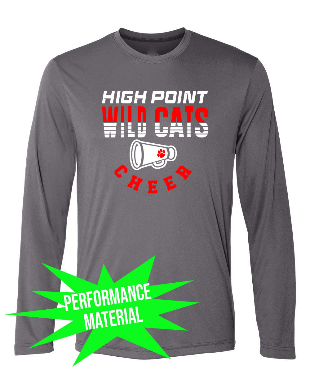 Wildcats cheer Performance Material Design 2 Long Sleeve Shirt