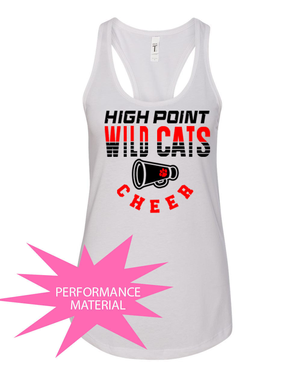 Wildcats Cheer Design 2 Performance Racerback Tank Top