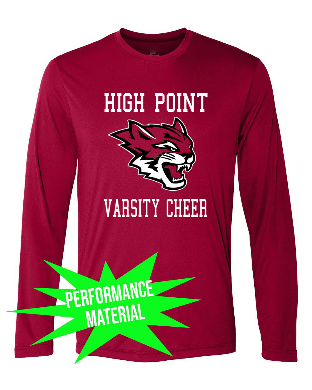 Wildcats cheer Performance Material Design 3 Long Sleeve Shirt