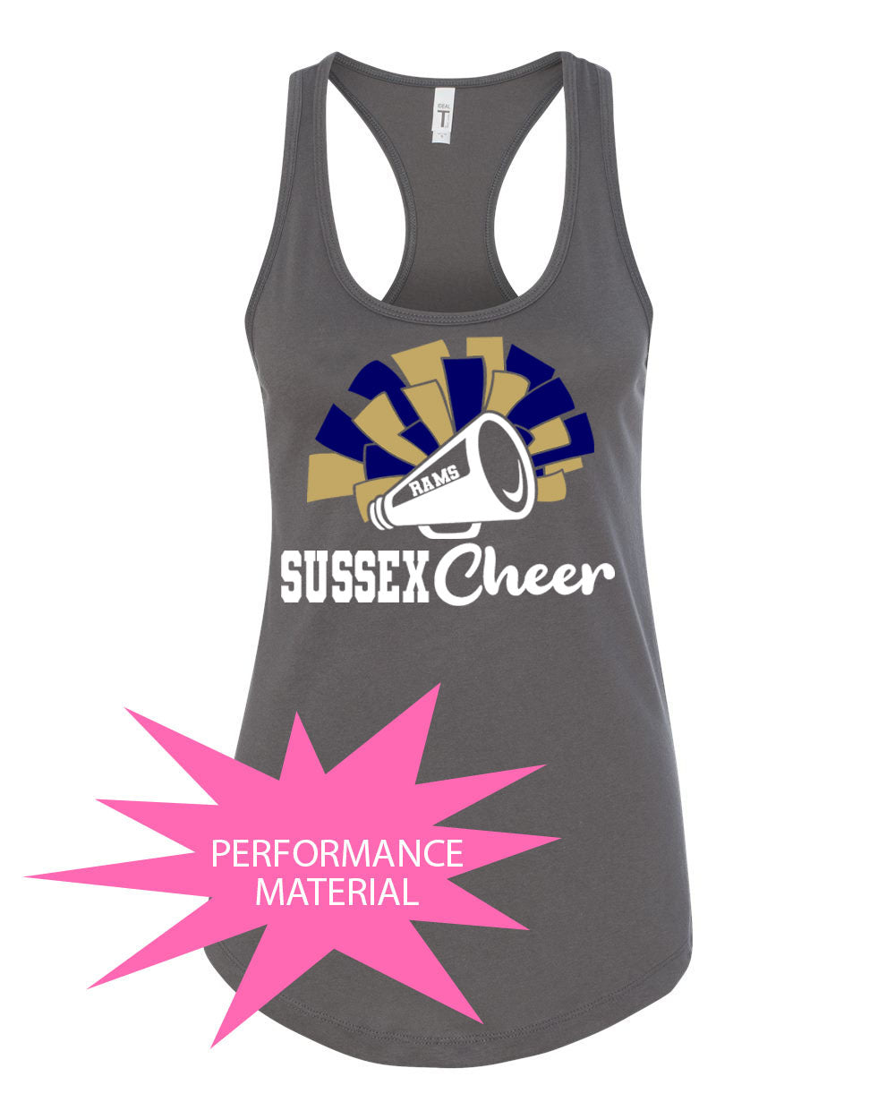 Sussex Middle Cheer Performance Racerback Tank Top Design 2