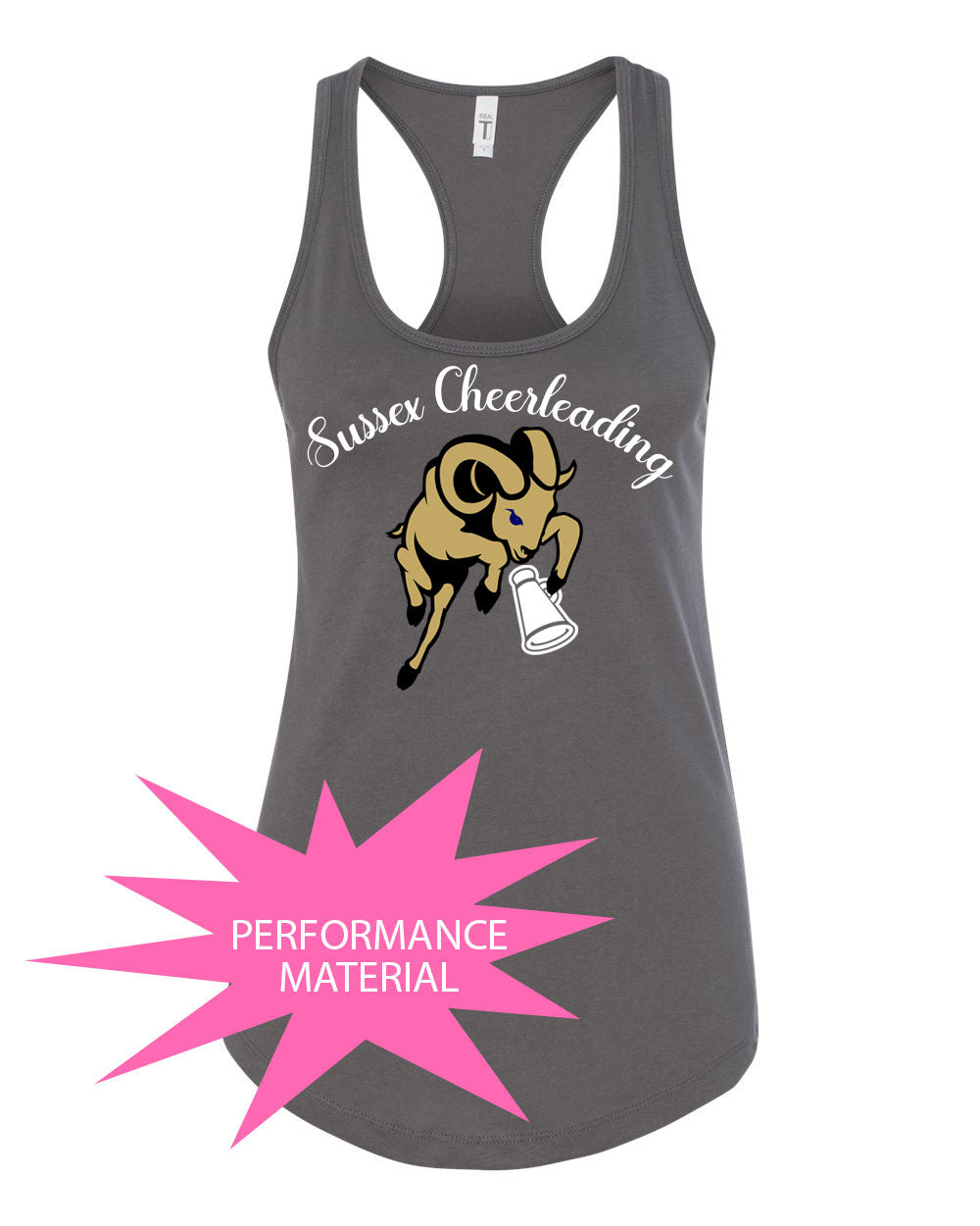 Sussex Middle Cheer Performance Racerback Tank Top Design 3