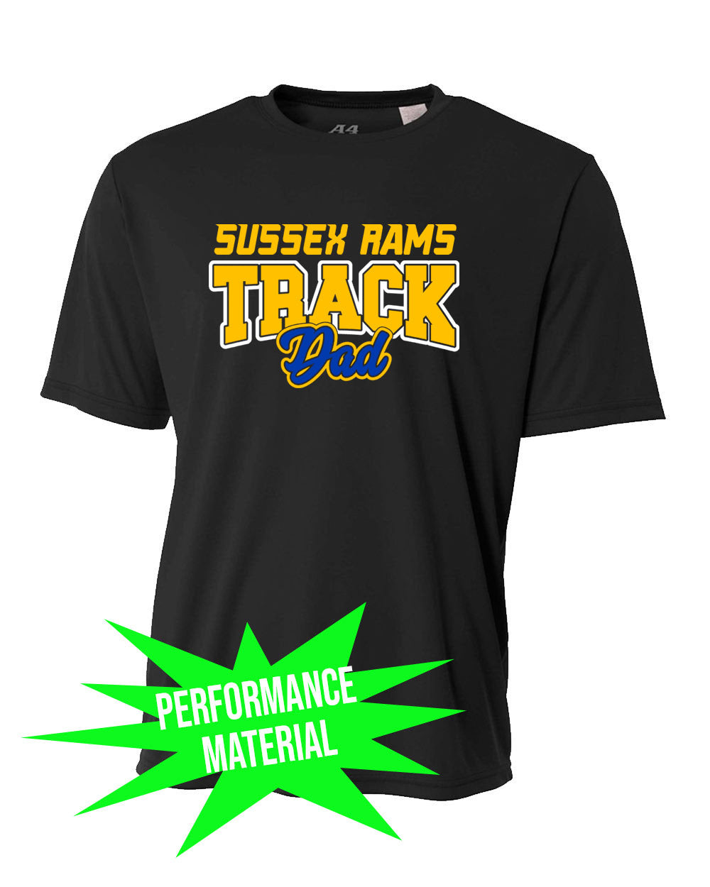 Sussex Rams Track Performance Material T-Shirt Design 1