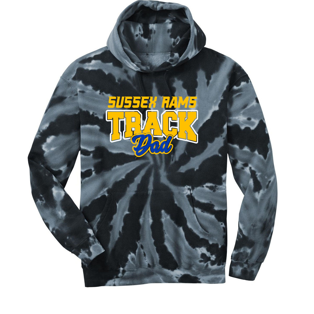 Sussex Rams Track Tie-Dye Hooded Sweatshirt Design 1