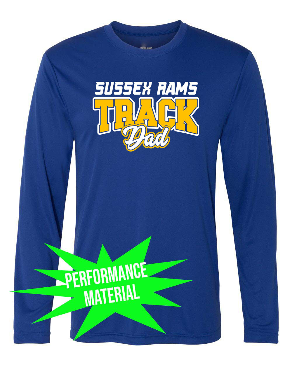 Sussex Rams Track Performance Material Long Sleeve Shirt Design 1