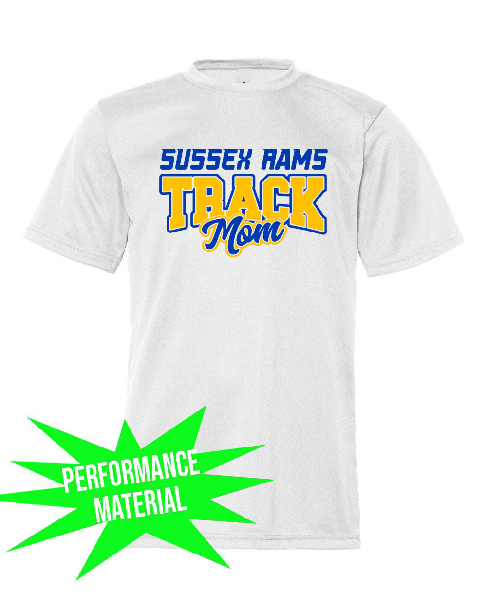 Sussex Rams Track Performance Material T-Shirt Design 1