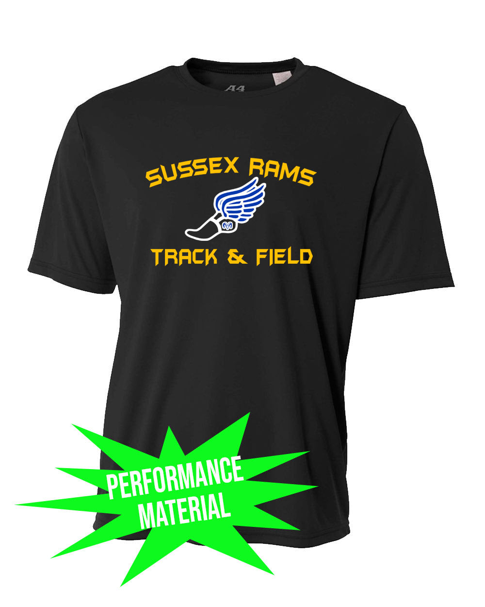 Sussex Rams Track Performance Material T-Shirt Design 2