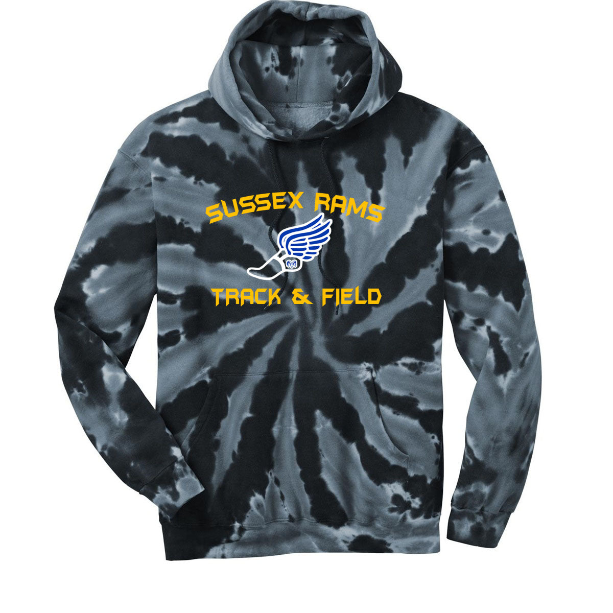 Sussex Rams Track Tie-Dye Hooded Sweatshirt Design 2