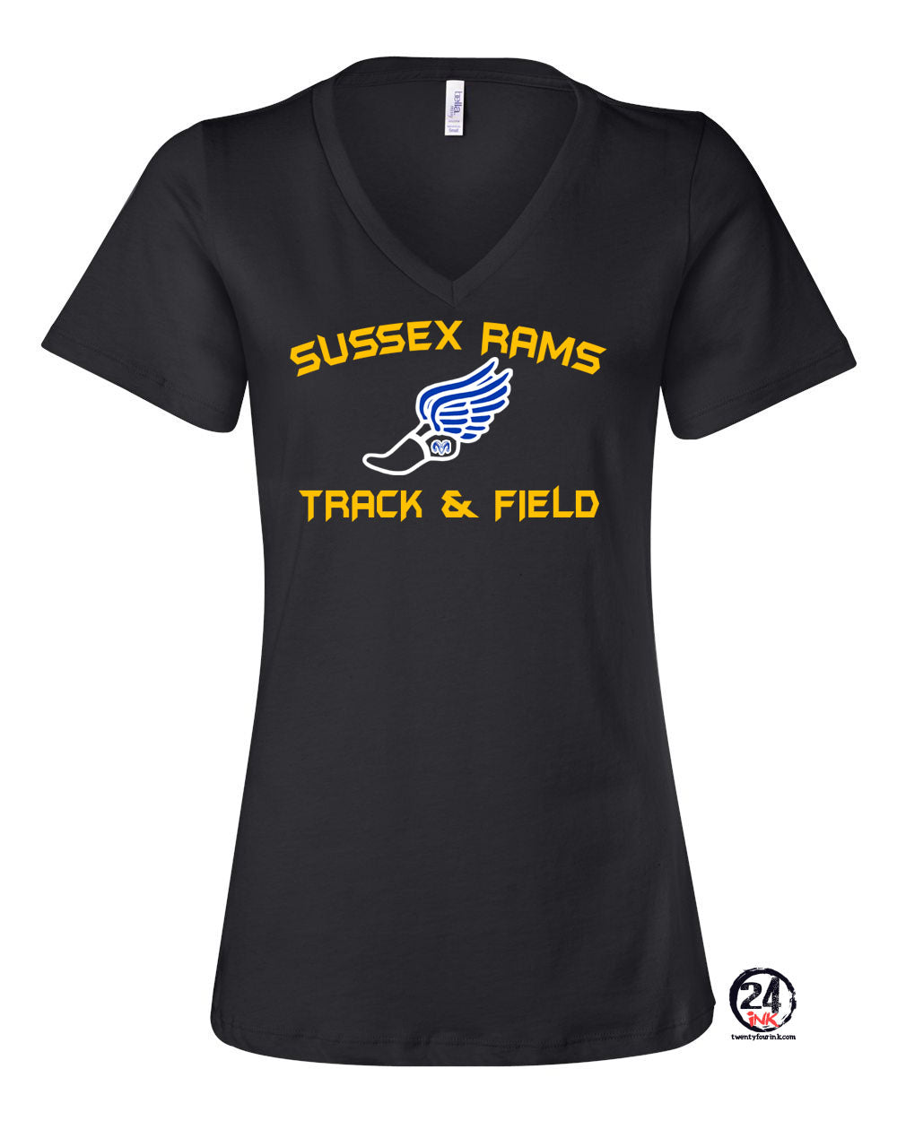 Sussex Rams Track V-neck T-Shirt Design 2