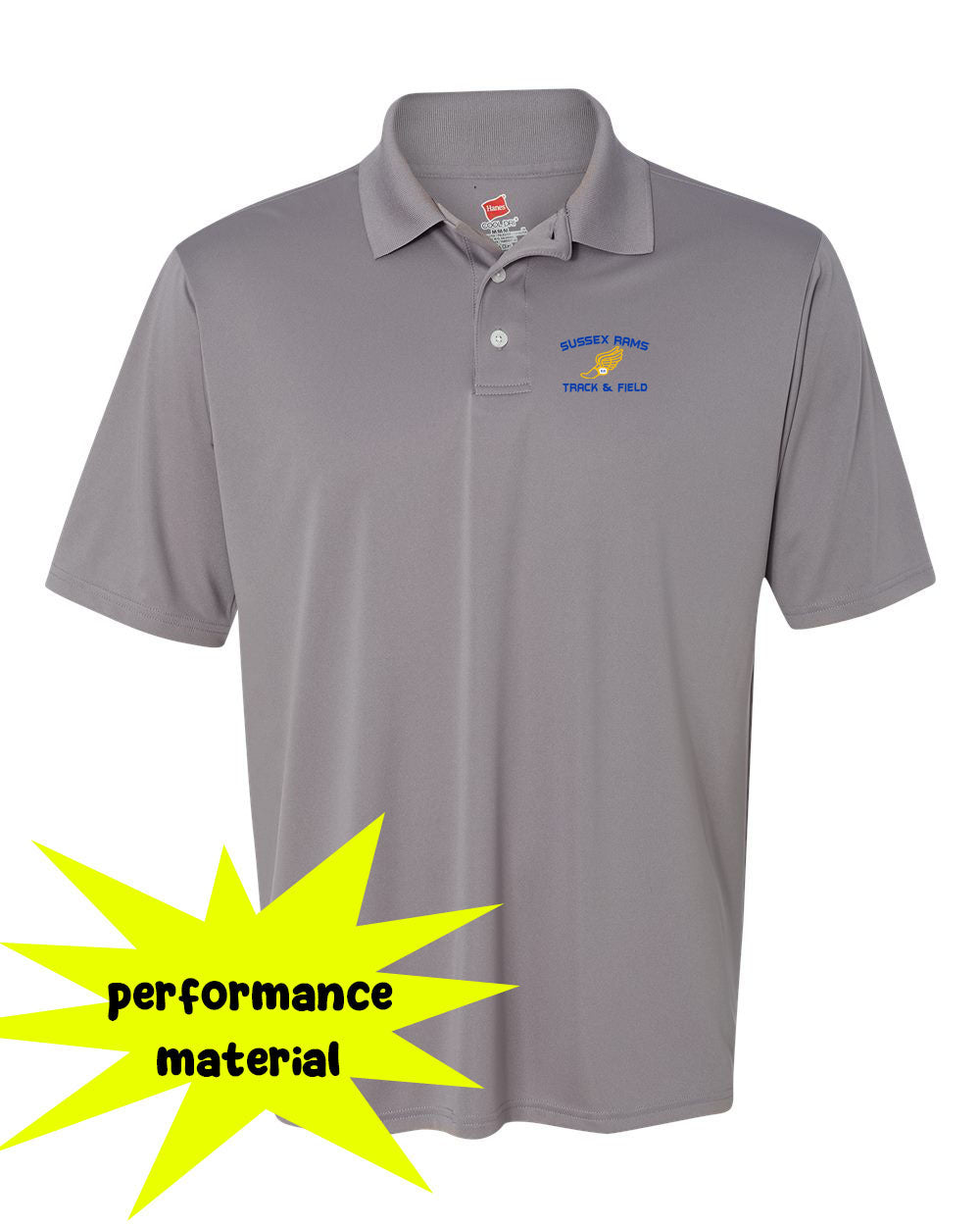 Sussex Rams Track Performance Material Polo T-Shirt Design 2