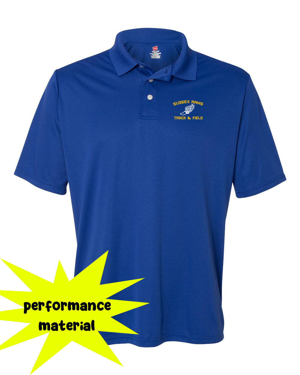 Sussex Rams Track Performance Material Polo T-Shirt Design 2