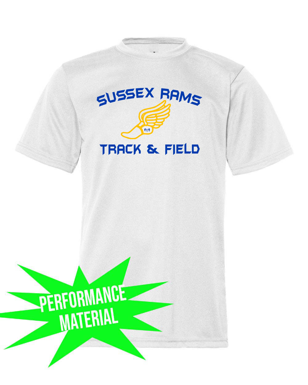 Sussex Rams Track Performance Material T-Shirt Design 2