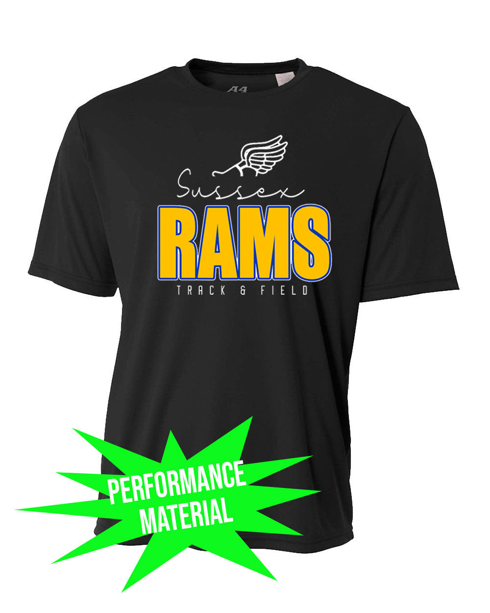 Sussex Rams Track Performance Material T-Shirt Design 4