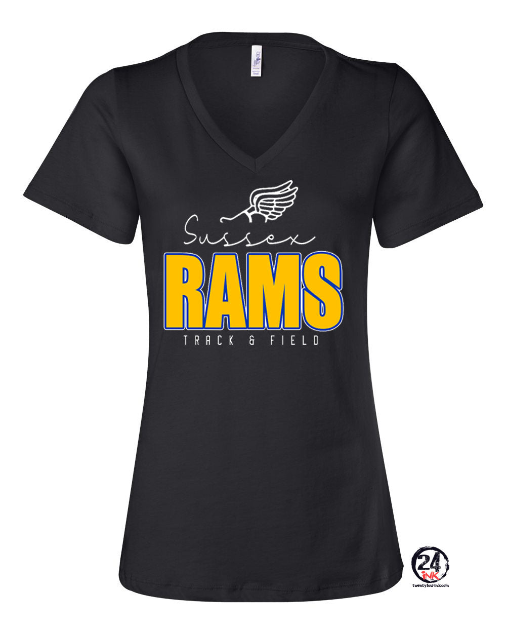 Sussex Rams Track V-neck T-Shirt Design 4