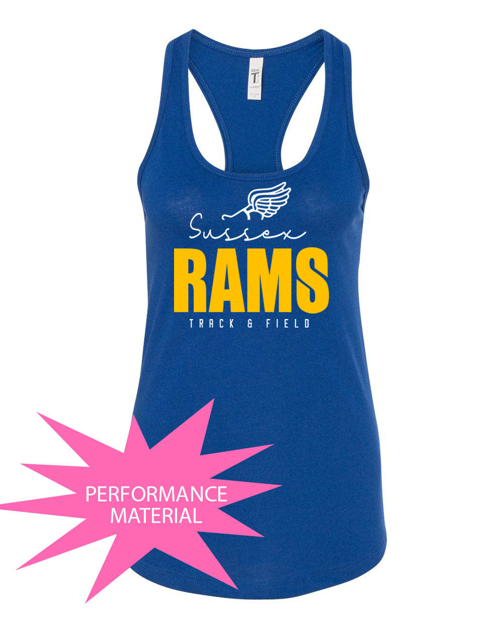 Sussex Rams Track Performance Racerback Tank Top Design 4
