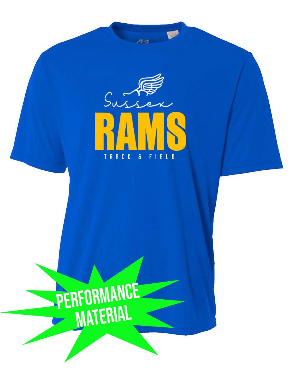 Sussex Rams Track Performance Material T-Shirt Design 4