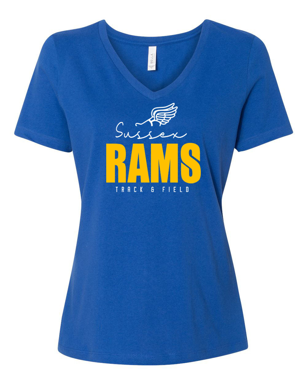 Sussex Rams Track V-neck T-Shirt Design 4