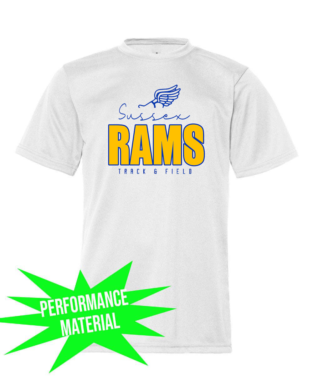 Sussex Rams Track Performance Material T-Shirt Design 4