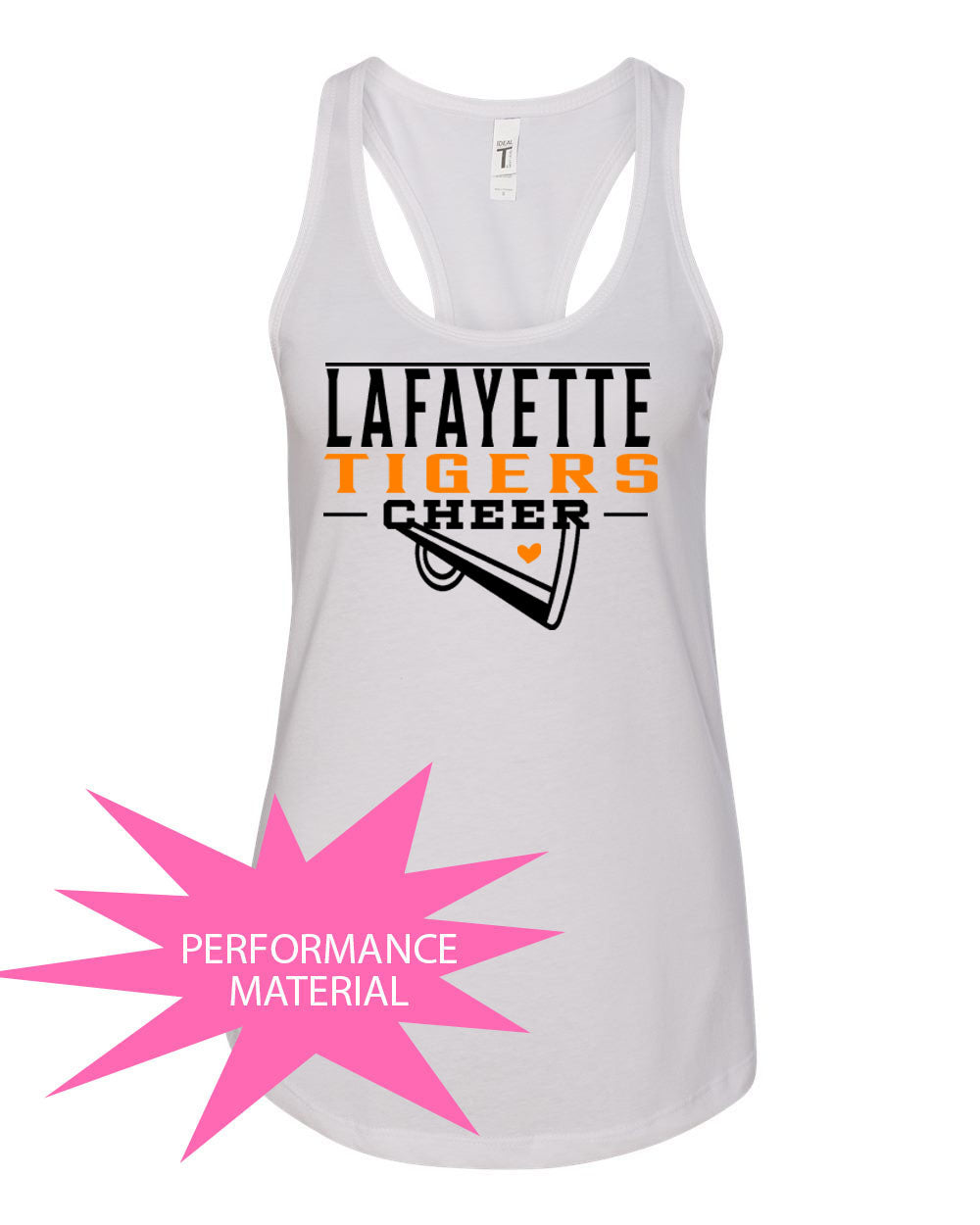 Tigers Cheer Performance Racerback Tank Top Design 1