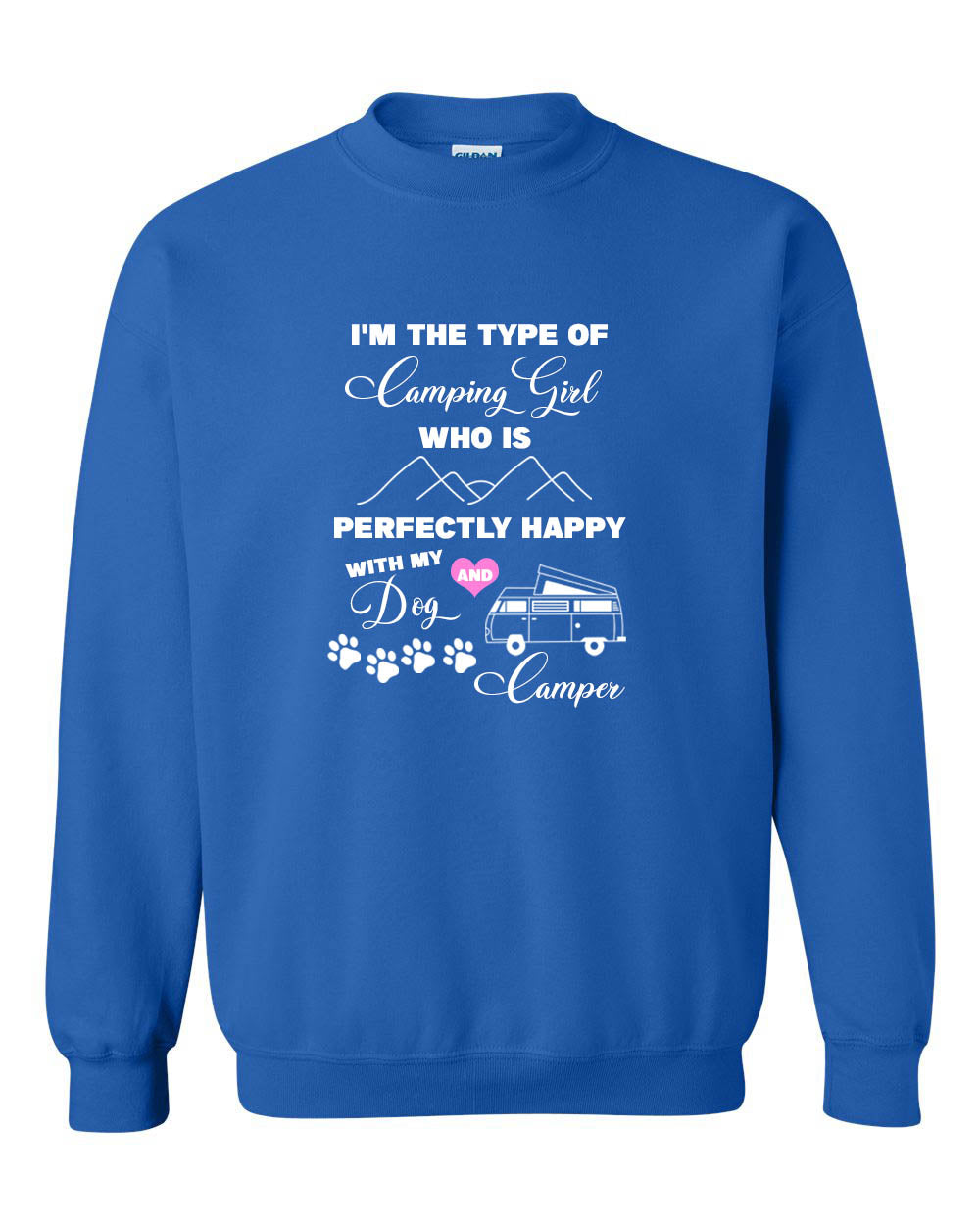 Dogs and camping non hooded sweatshirt