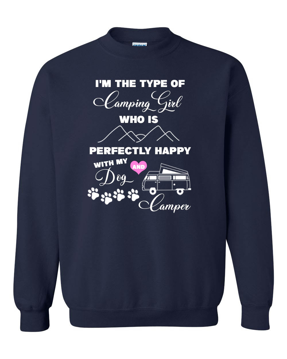 Dogs and camping non hooded sweatshirt