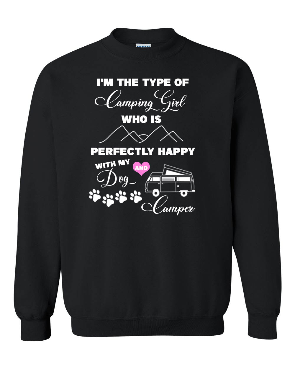 Dogs and camping non hooded sweatshirt