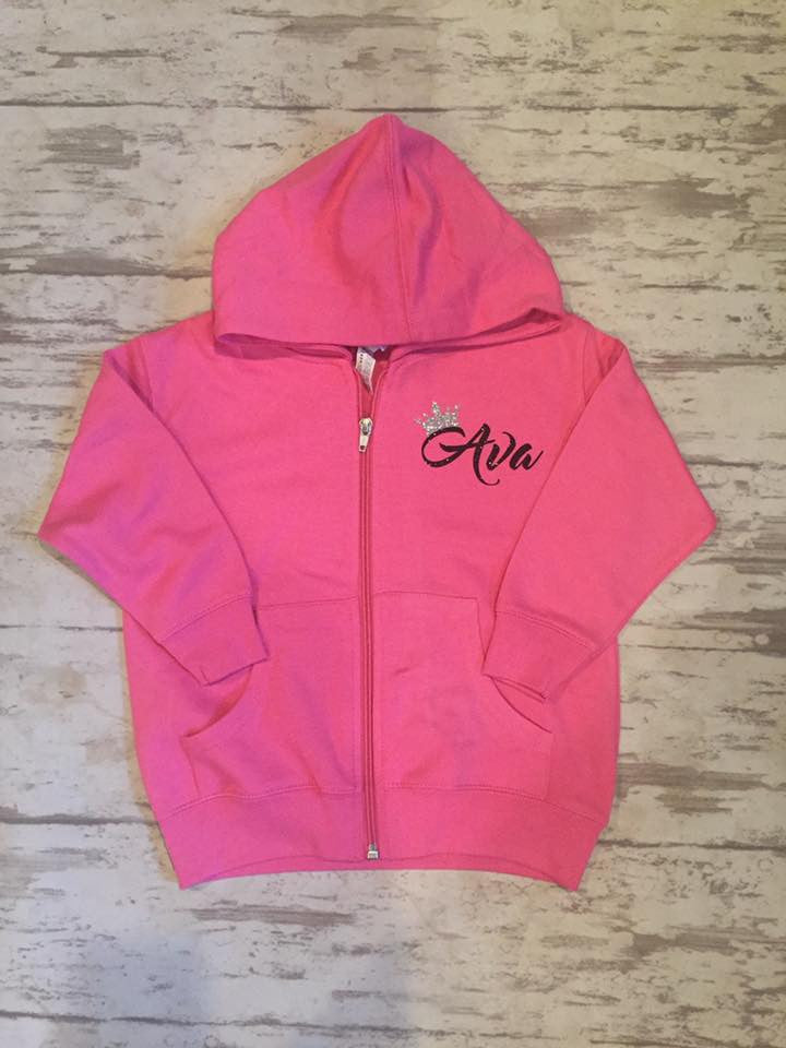 Princess Personalized Hooded Zip Up Sweatshirts