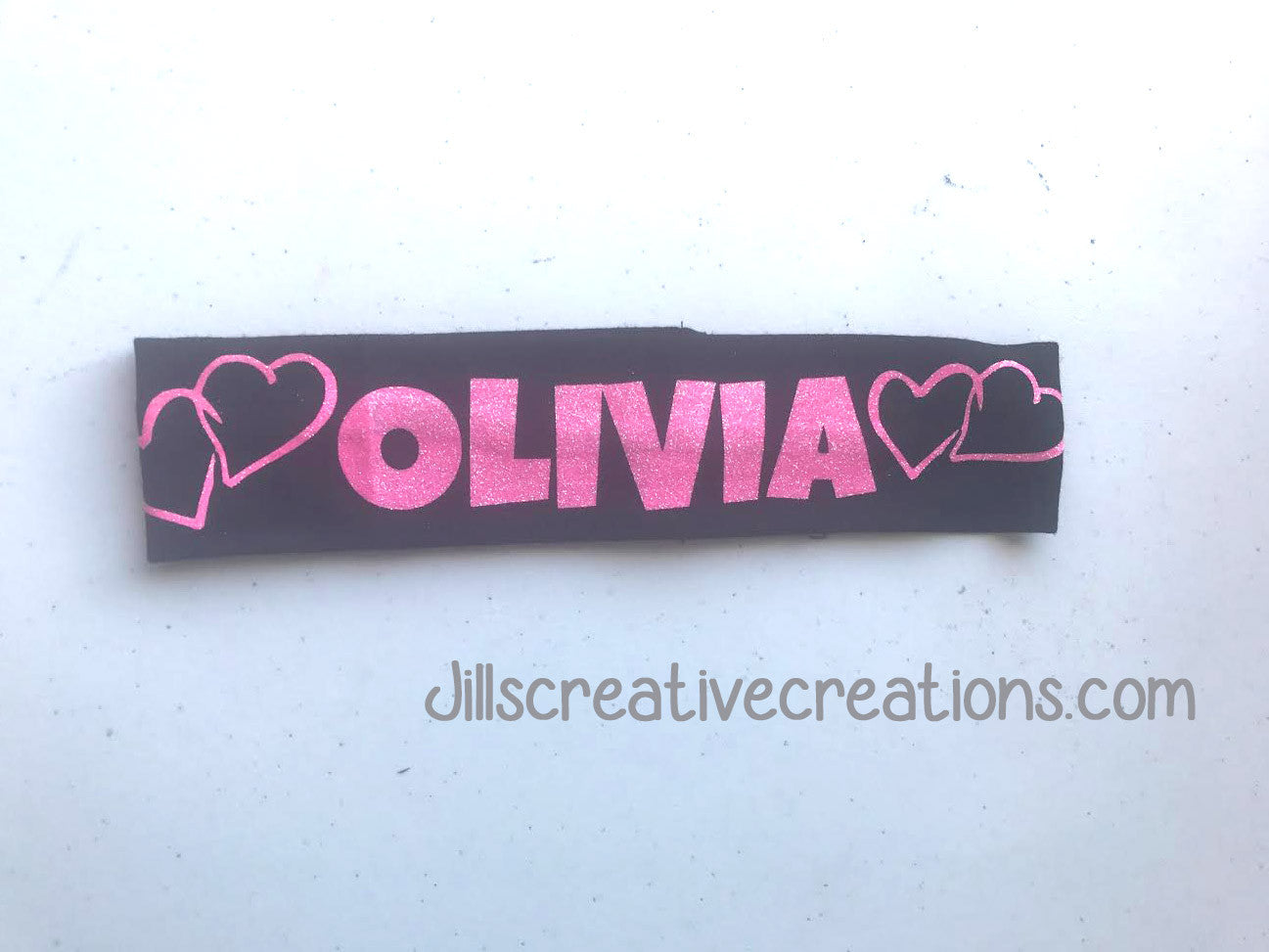 Glitter Personalized Headband With Hearts