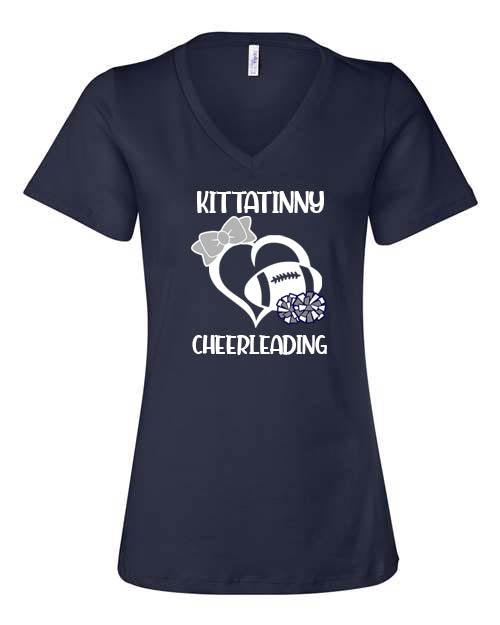 Football Bow V-neck T-Shirt
