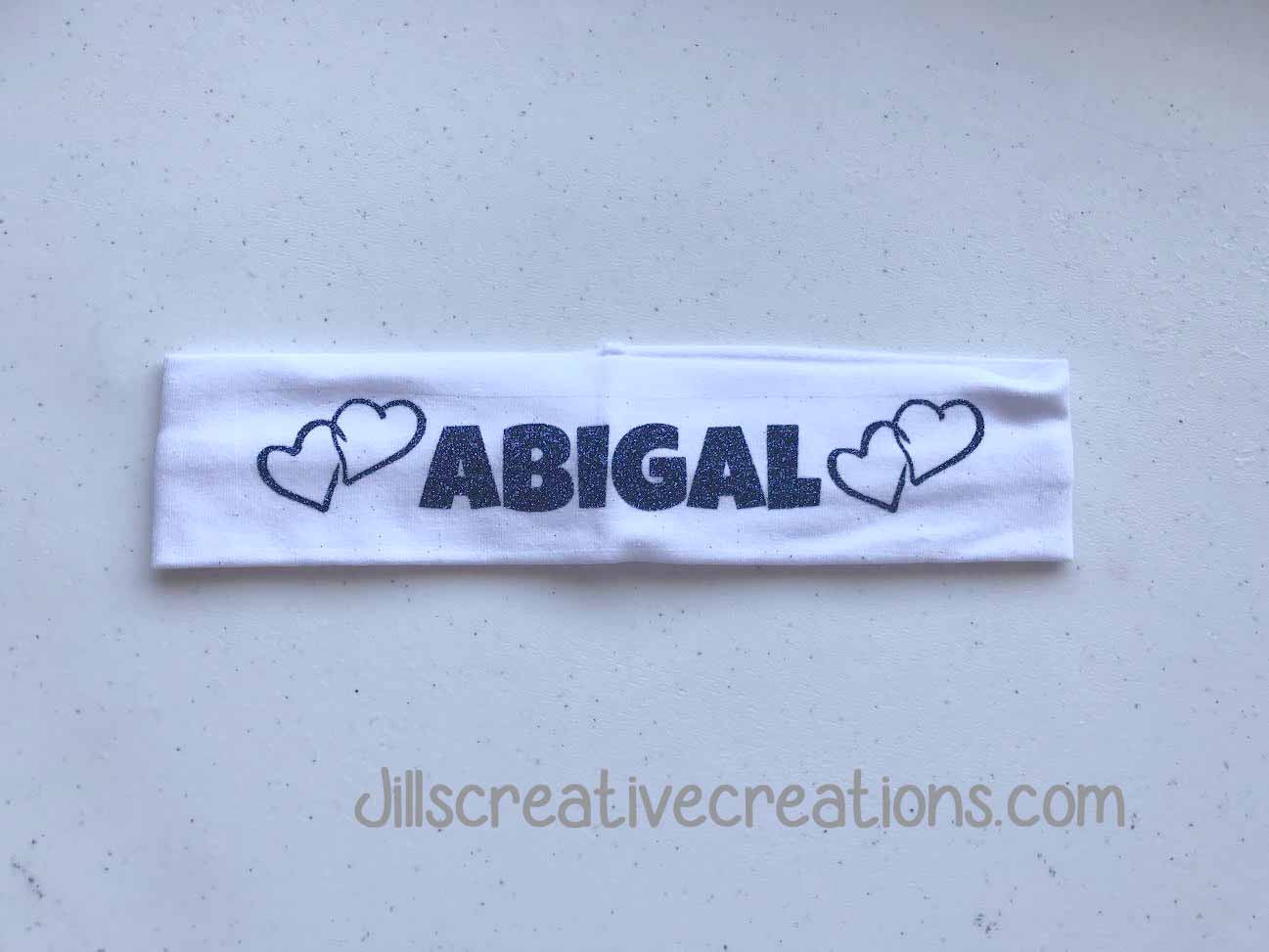 Glitter Personalized Headband With Hearts