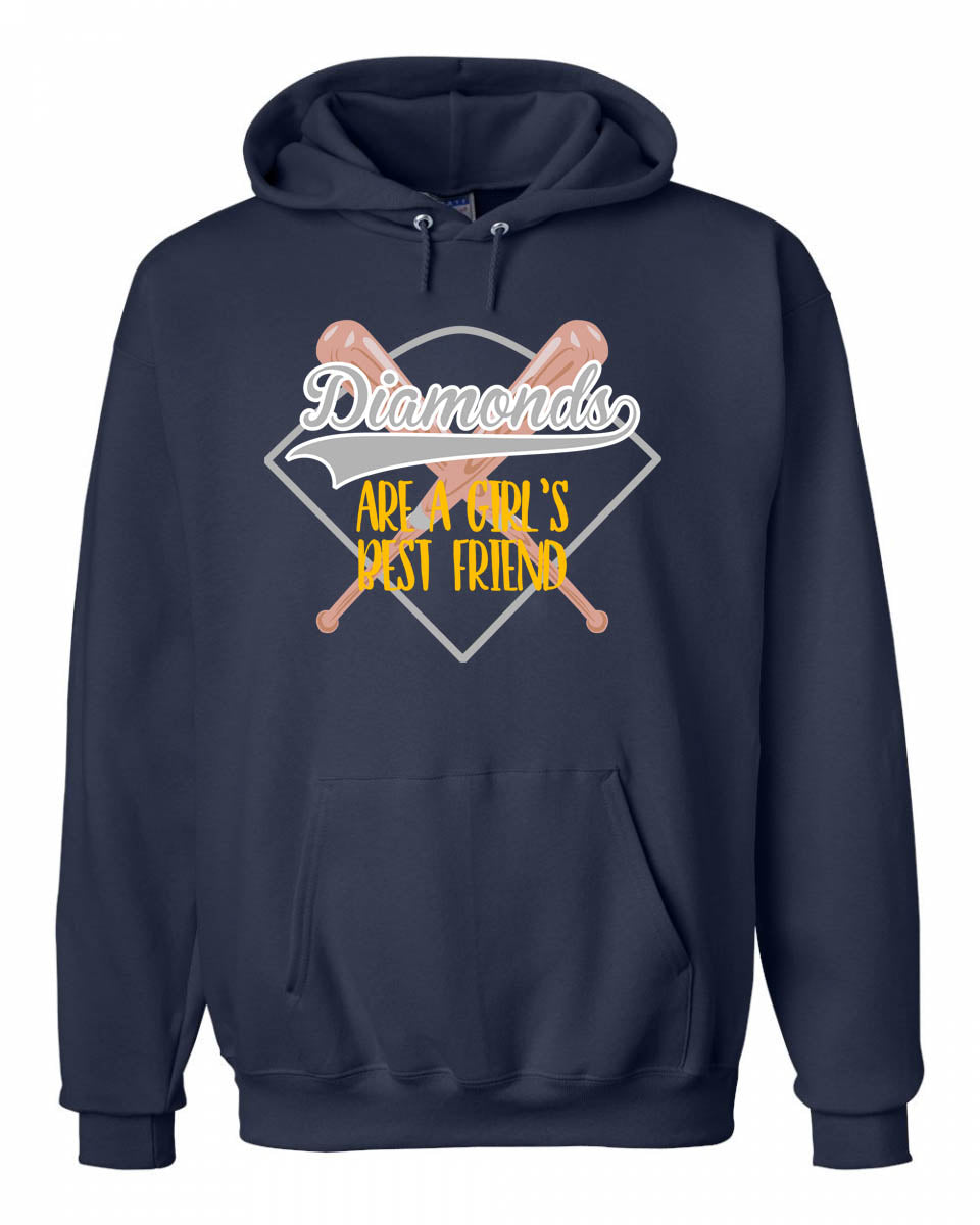 Diamonds are a girls best friend hooded sweatshirt, Softball