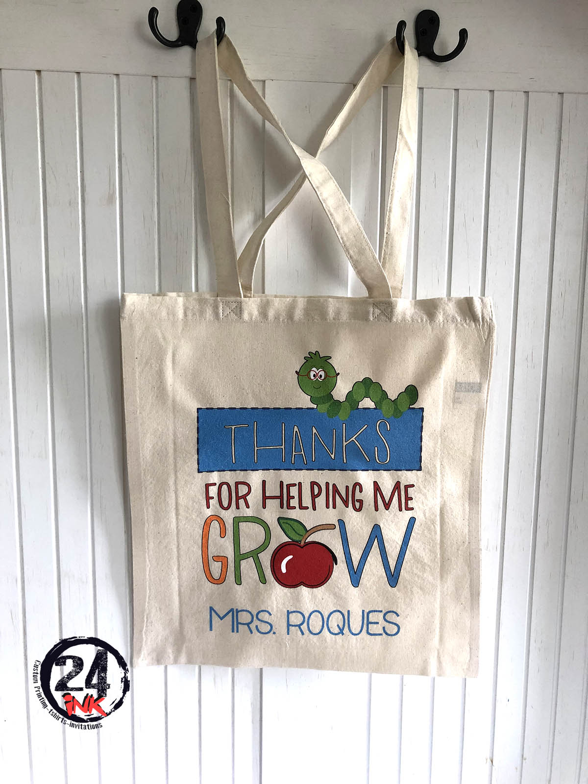 Thanks for helping me grow, Teacher tote bag