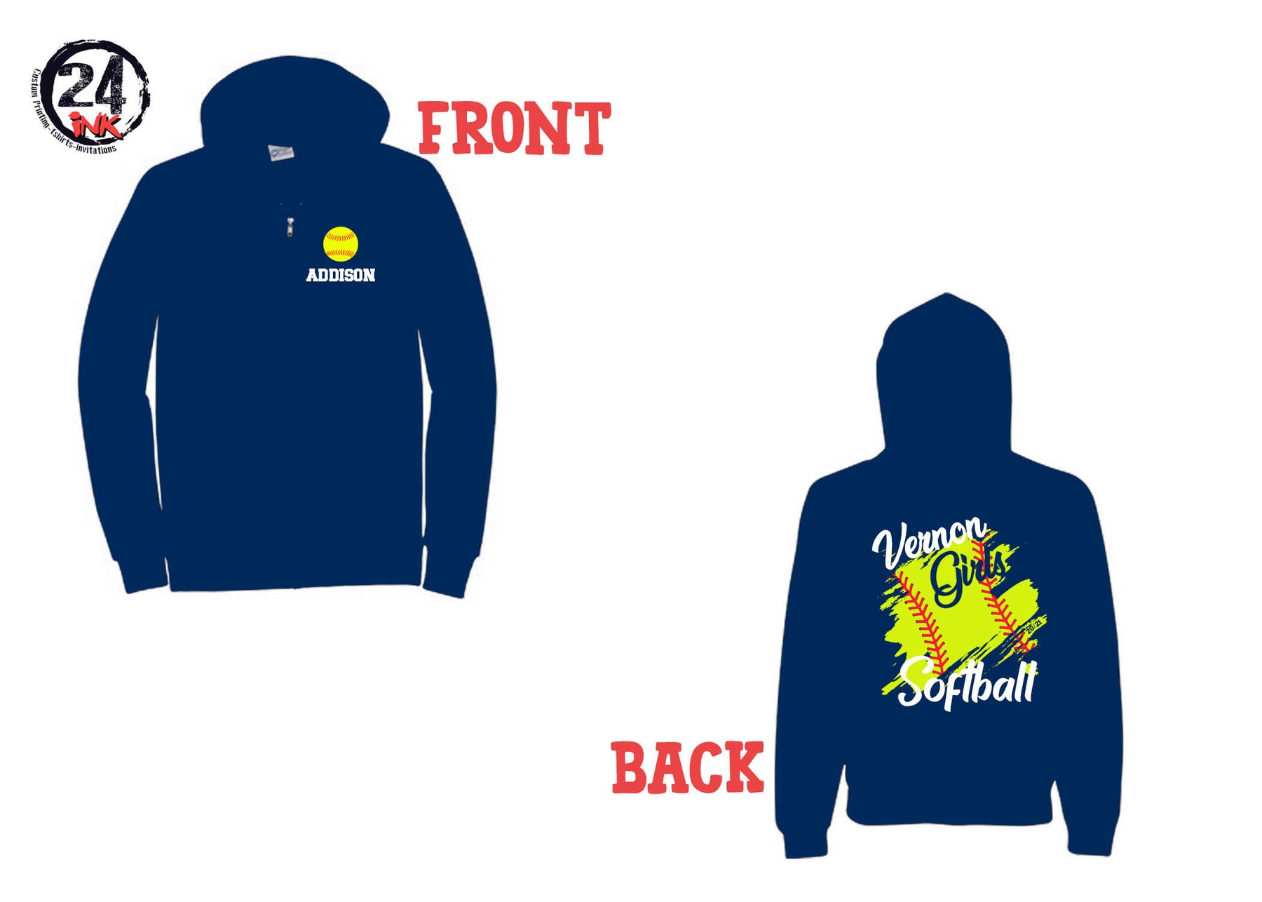 Vernon Girls Softball Zip up