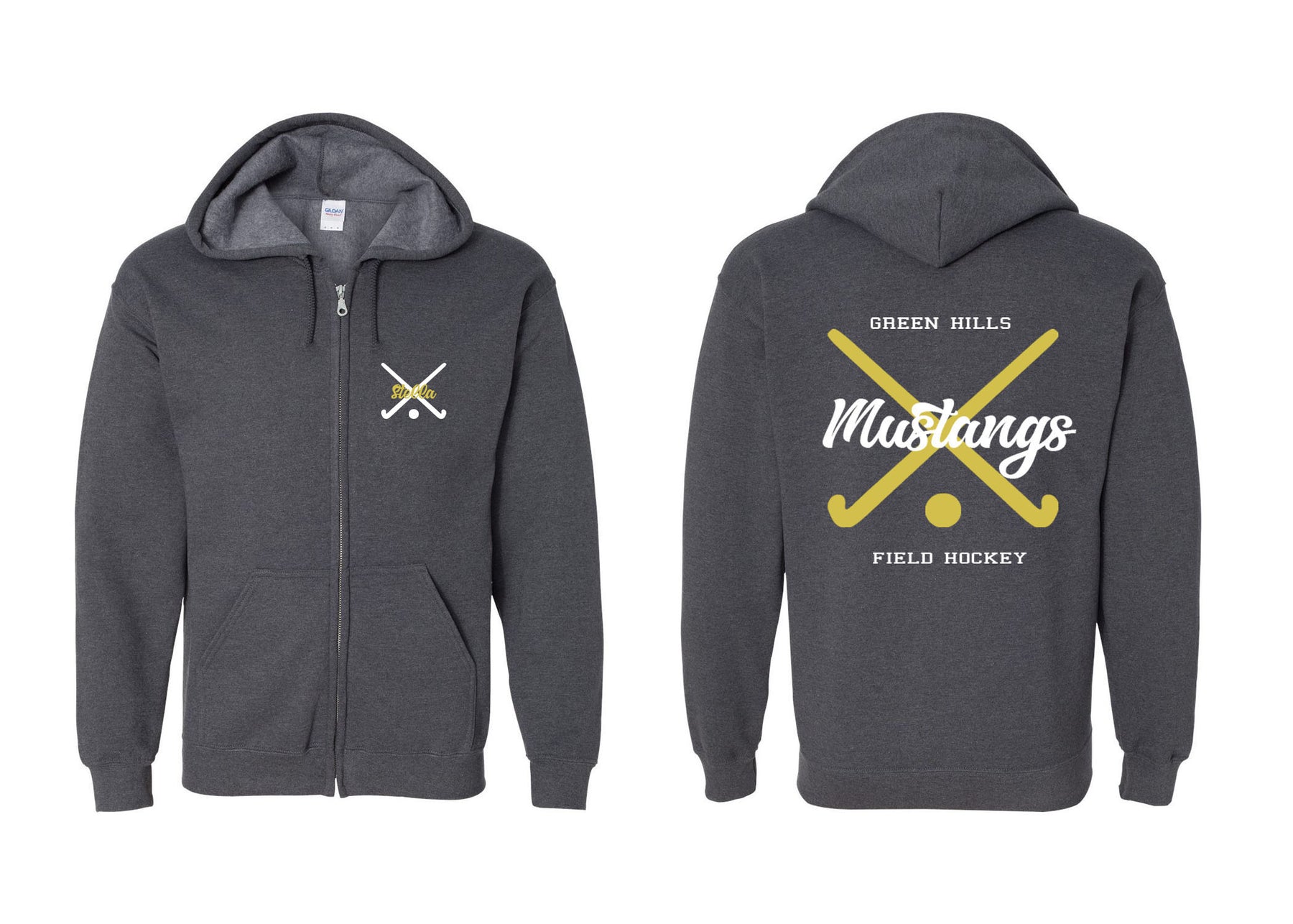 Green Hills Field Hockey design 2 Zip up Sweatshirt