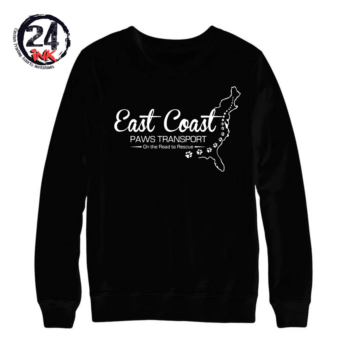 East Coast Paws Transport non hooded sweatshirt