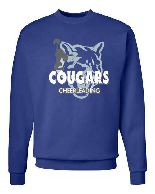 Cougars Cheerleading Distressed font non hooded sweatshirt