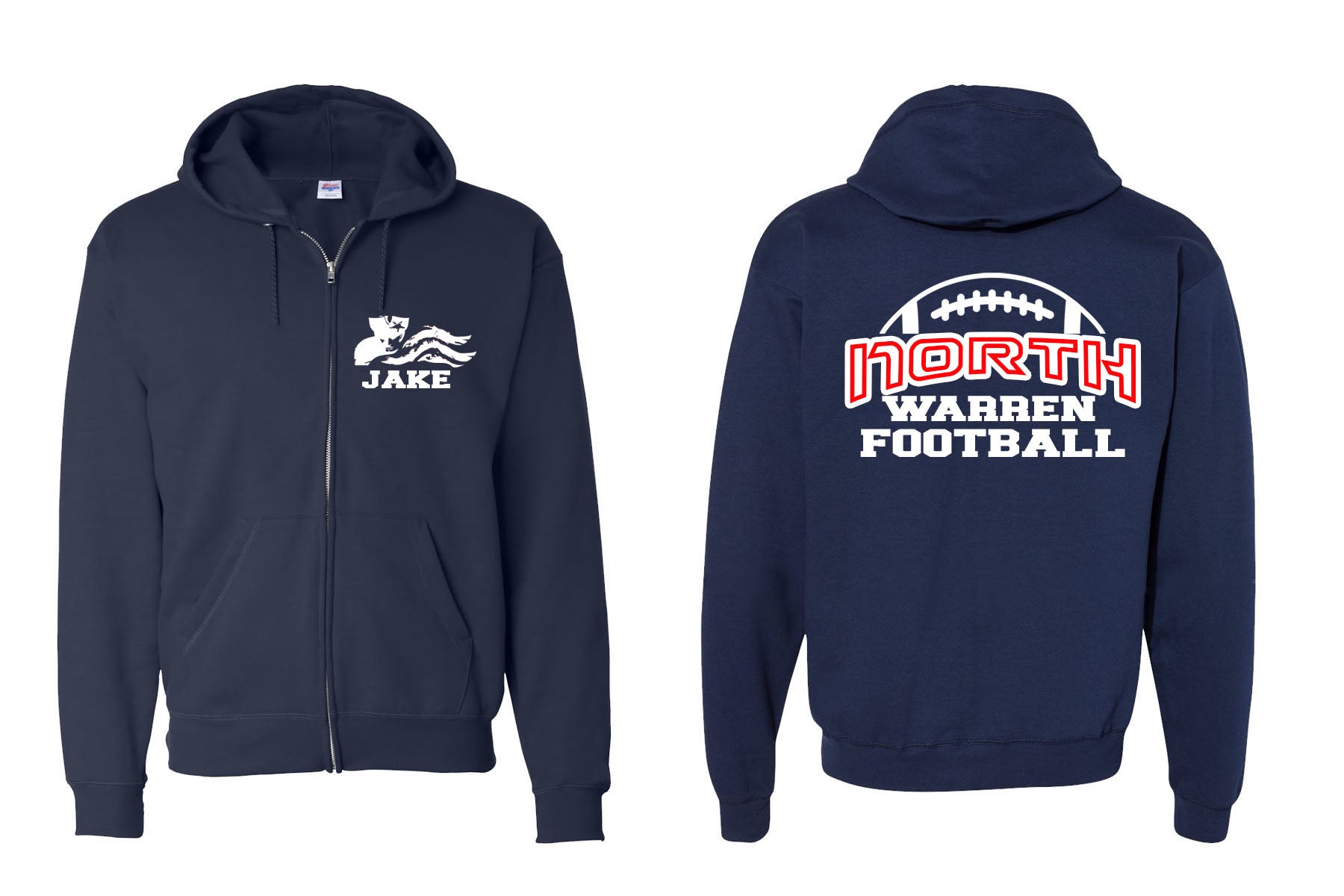 NW Football Design 1 Zip up Sweatshirt