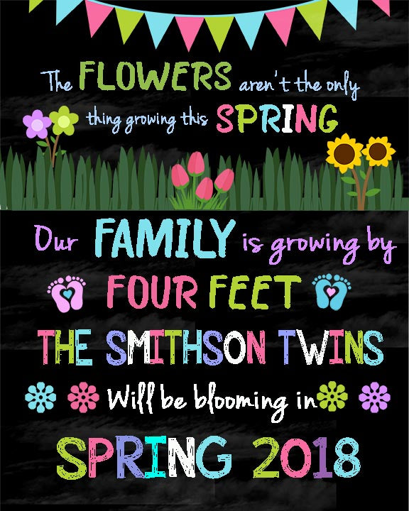 Pregnancy Announcement  Sign, Flowers
