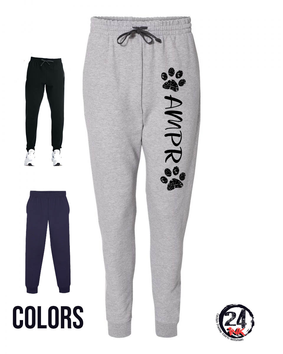 AMPR Distressed Paw Prints Sweatpants, Joggers