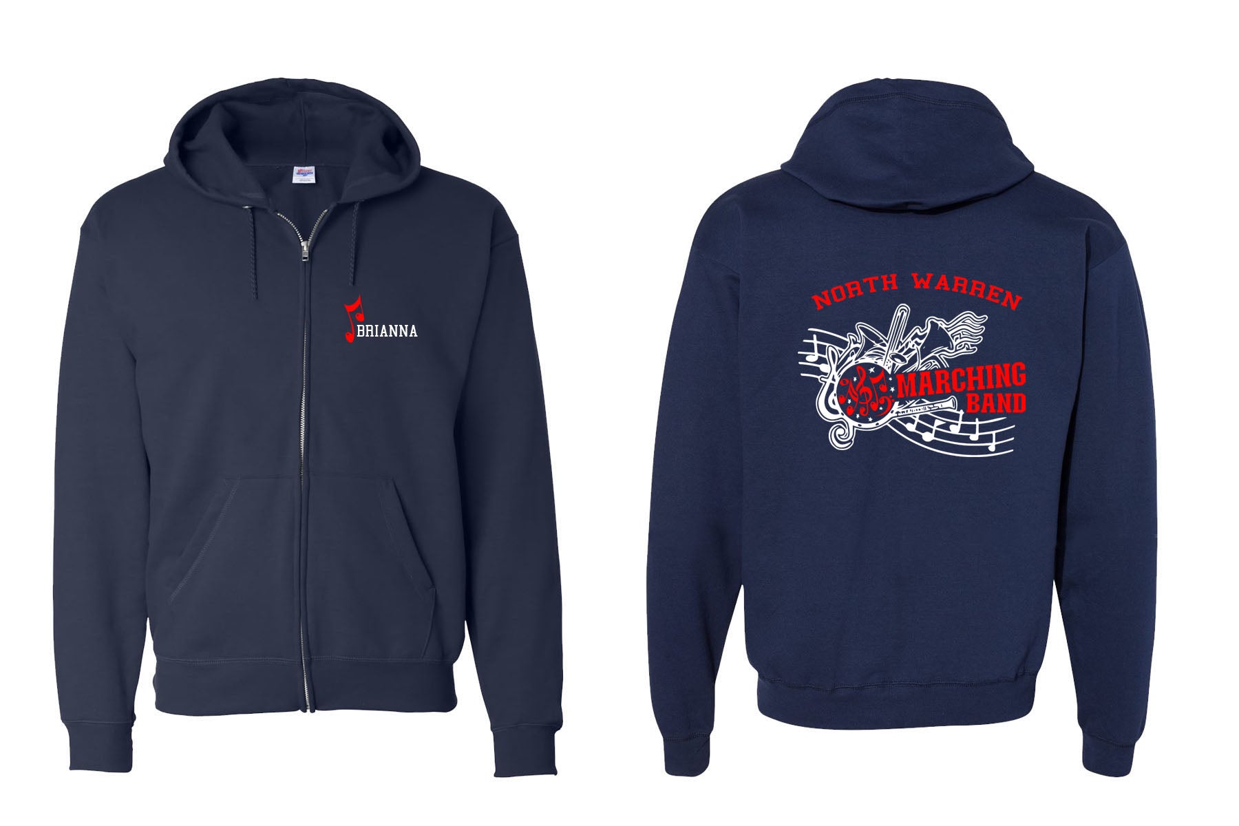 North Warren Band Design 1 Zip up Sweatshirt