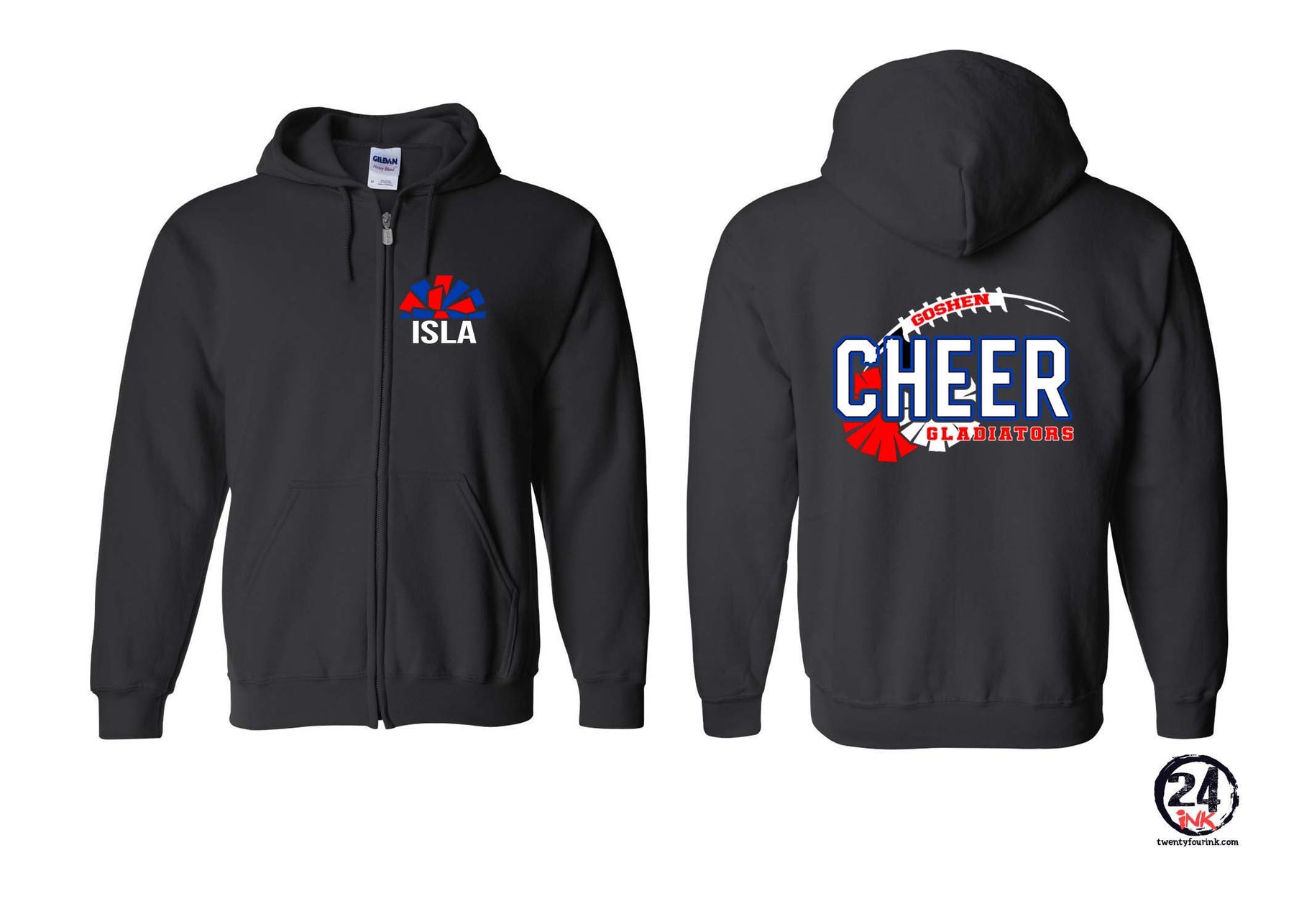 Goshen Cheer Design 6 Zip up Sweatshirt