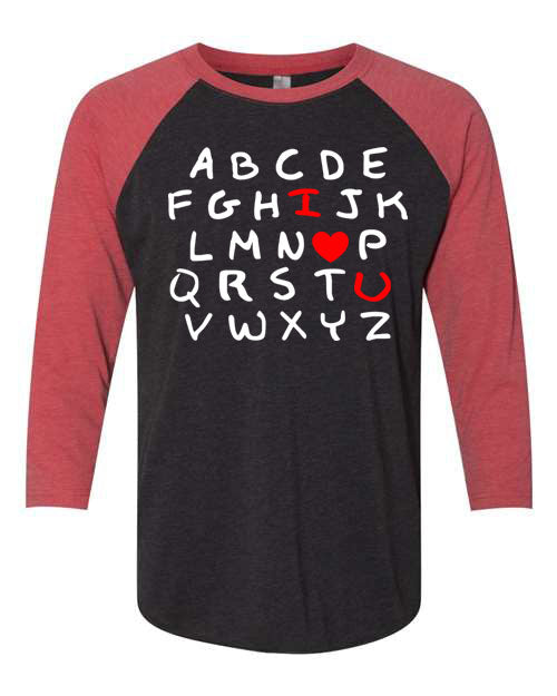 ABC I love you raglan shirt