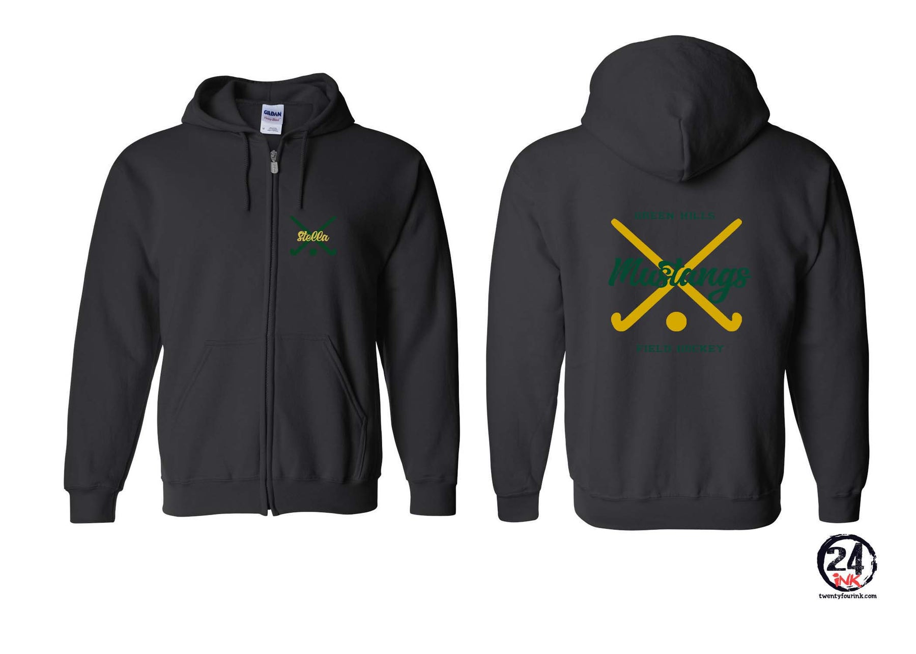 Green Hills Field Hockey design 2 Zip up Sweatshirt