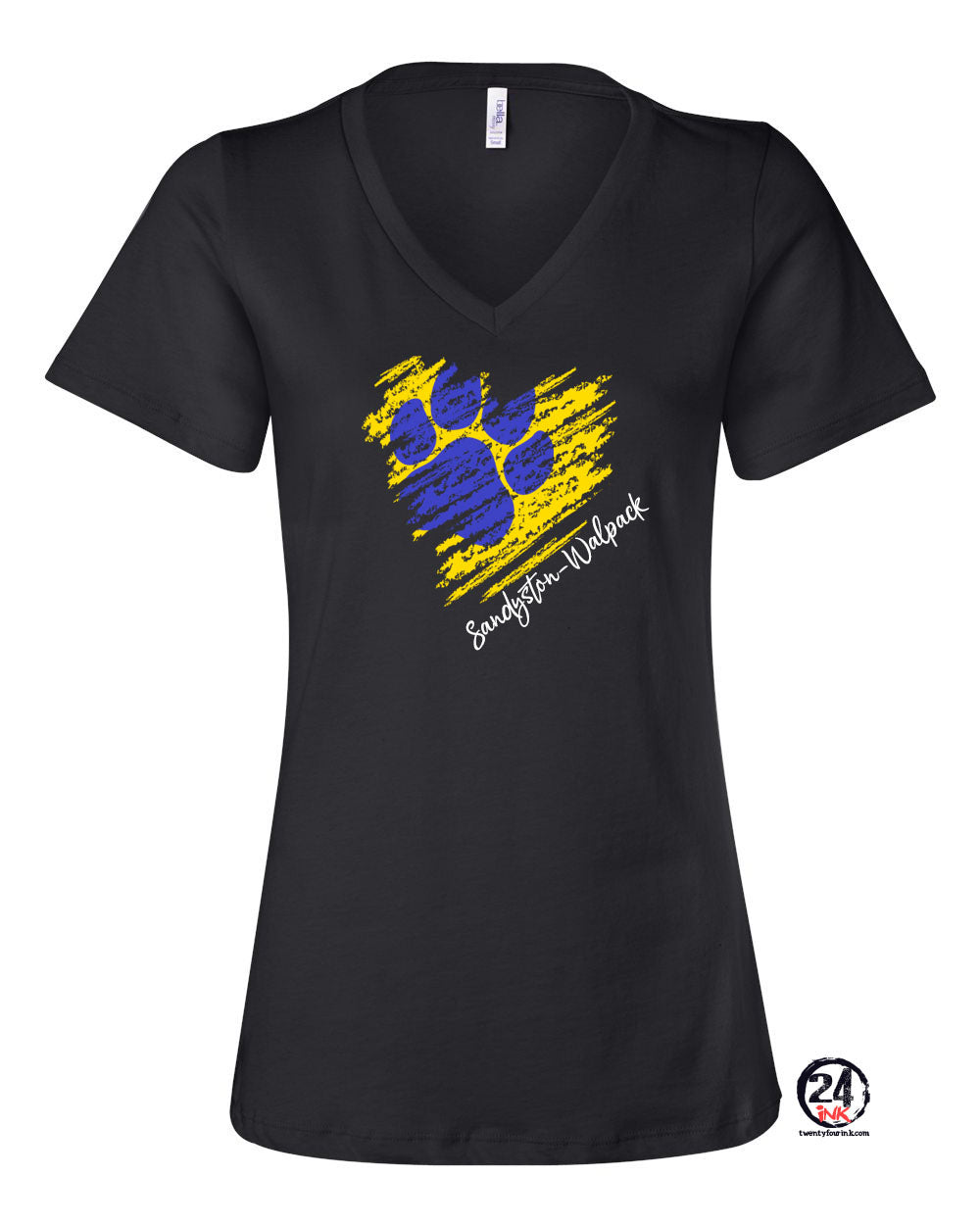 Distressed Heart V-neck T-shirt