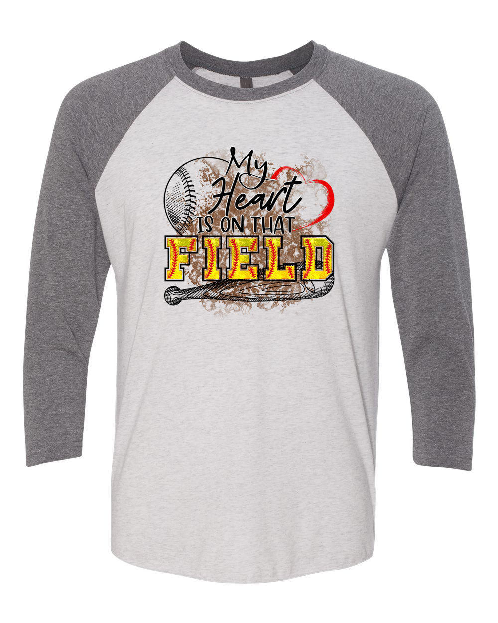 My heart is on that field raglan shirt