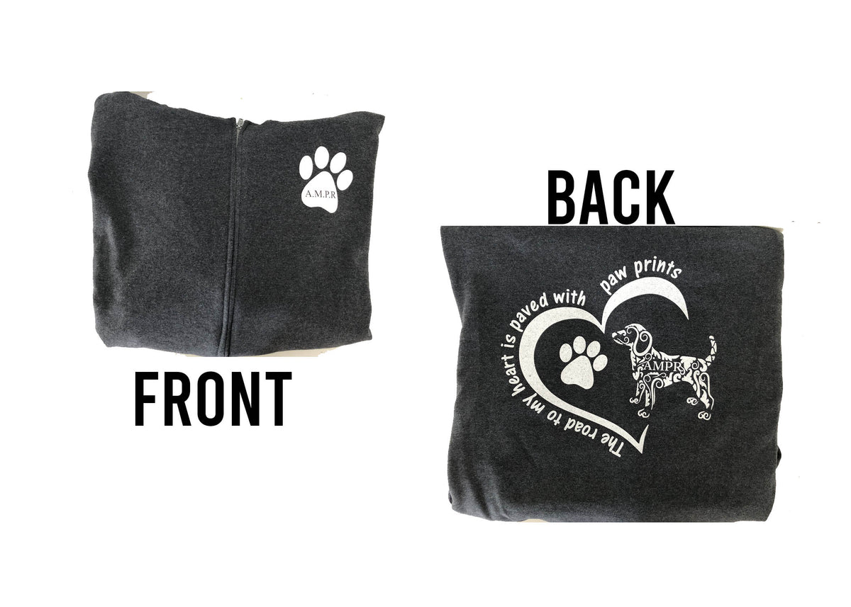 Ampr The road to my heart is paved with paw prints Zip up